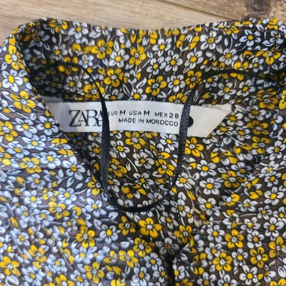 Zara euc Metallic Thread Floral Tiered Peasant Dress, Sz Medium. Stunning! - Picture 10 of 16